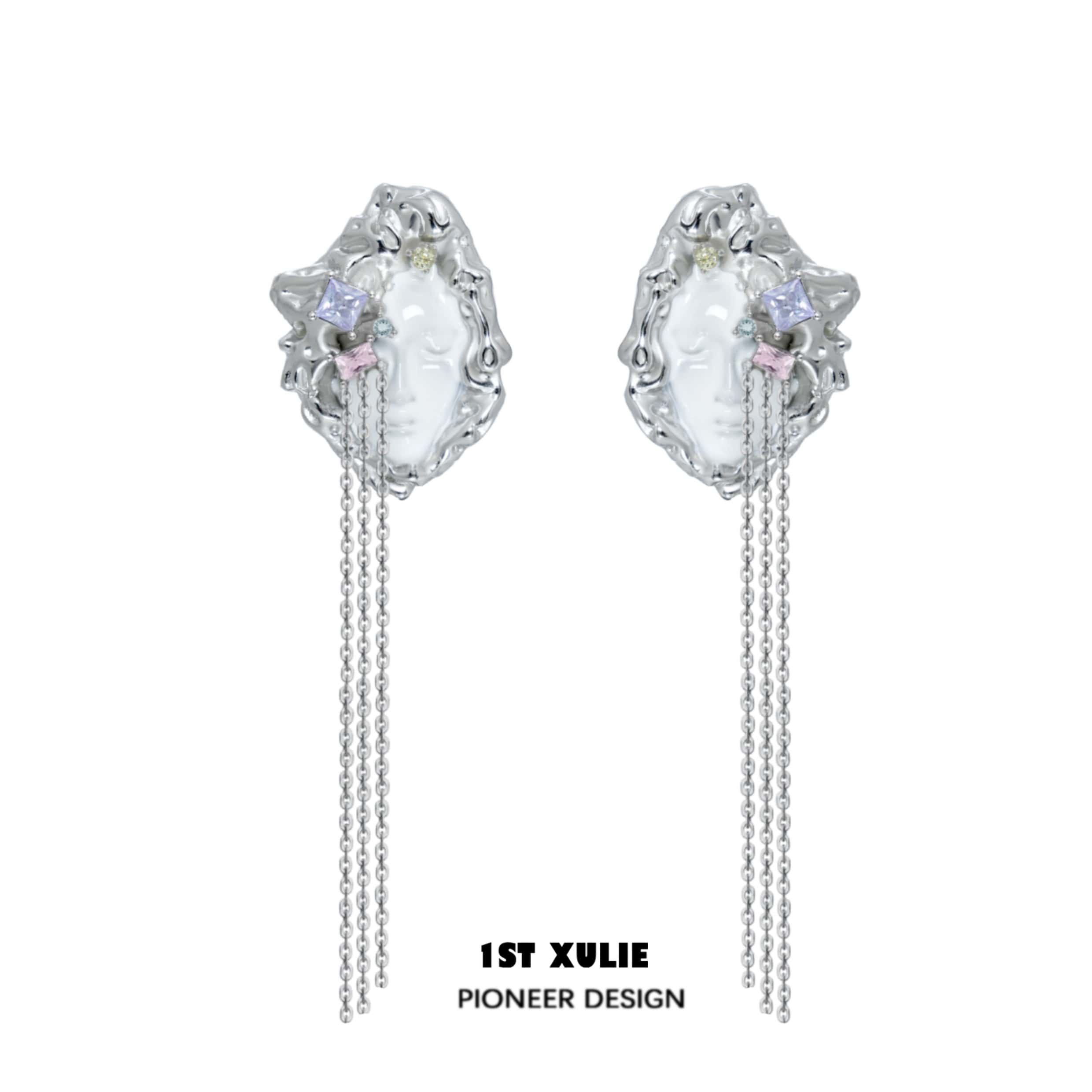 Melting Face Tassels Earrings