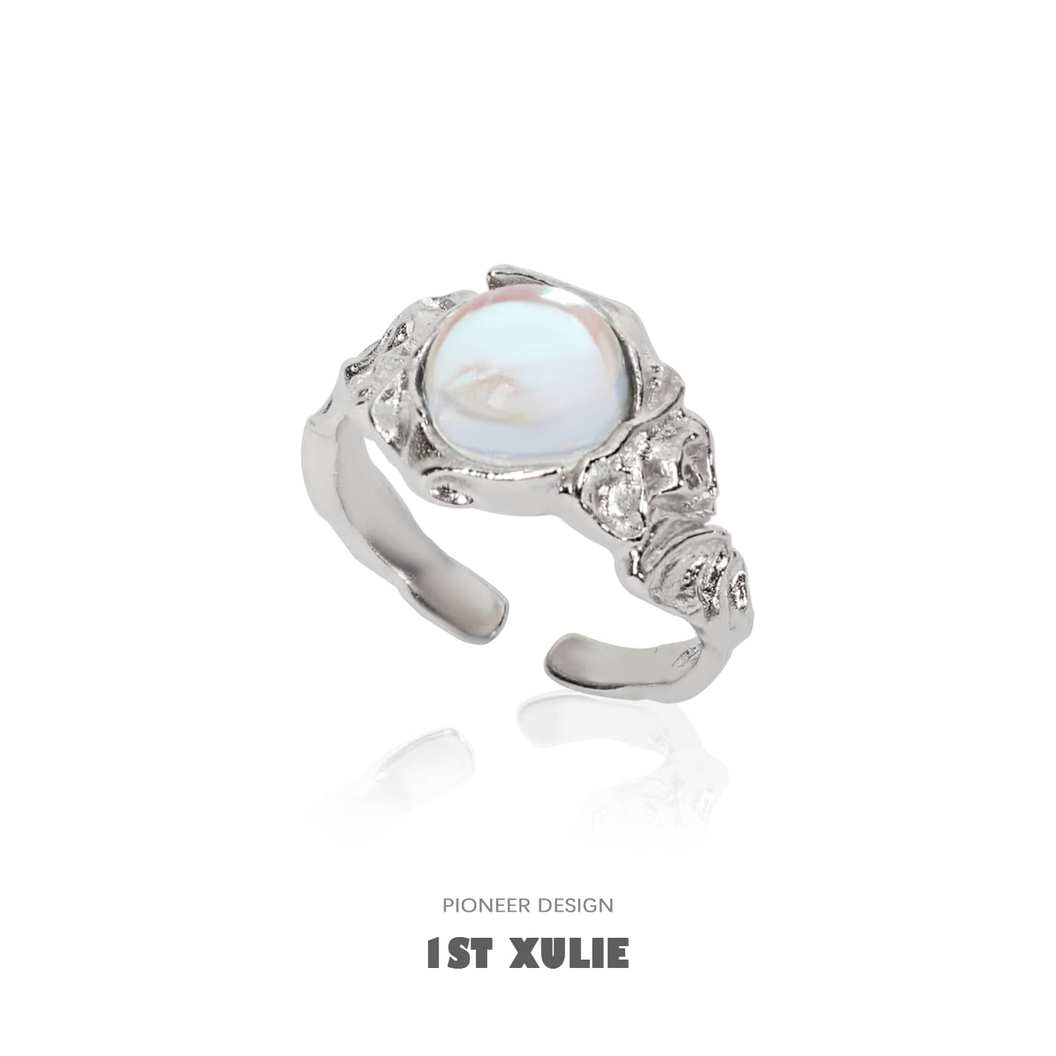 Moon Stone  Irregular Opening Ring