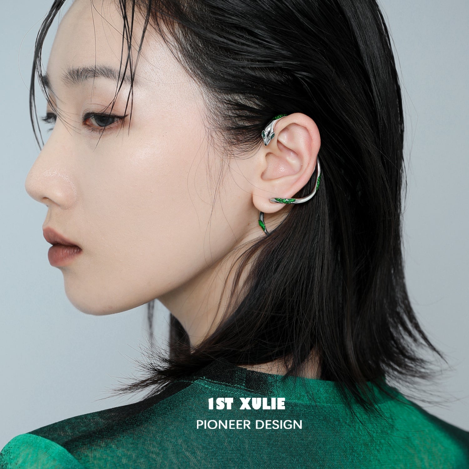 Slytherin House Platinum-plated Snake Earring