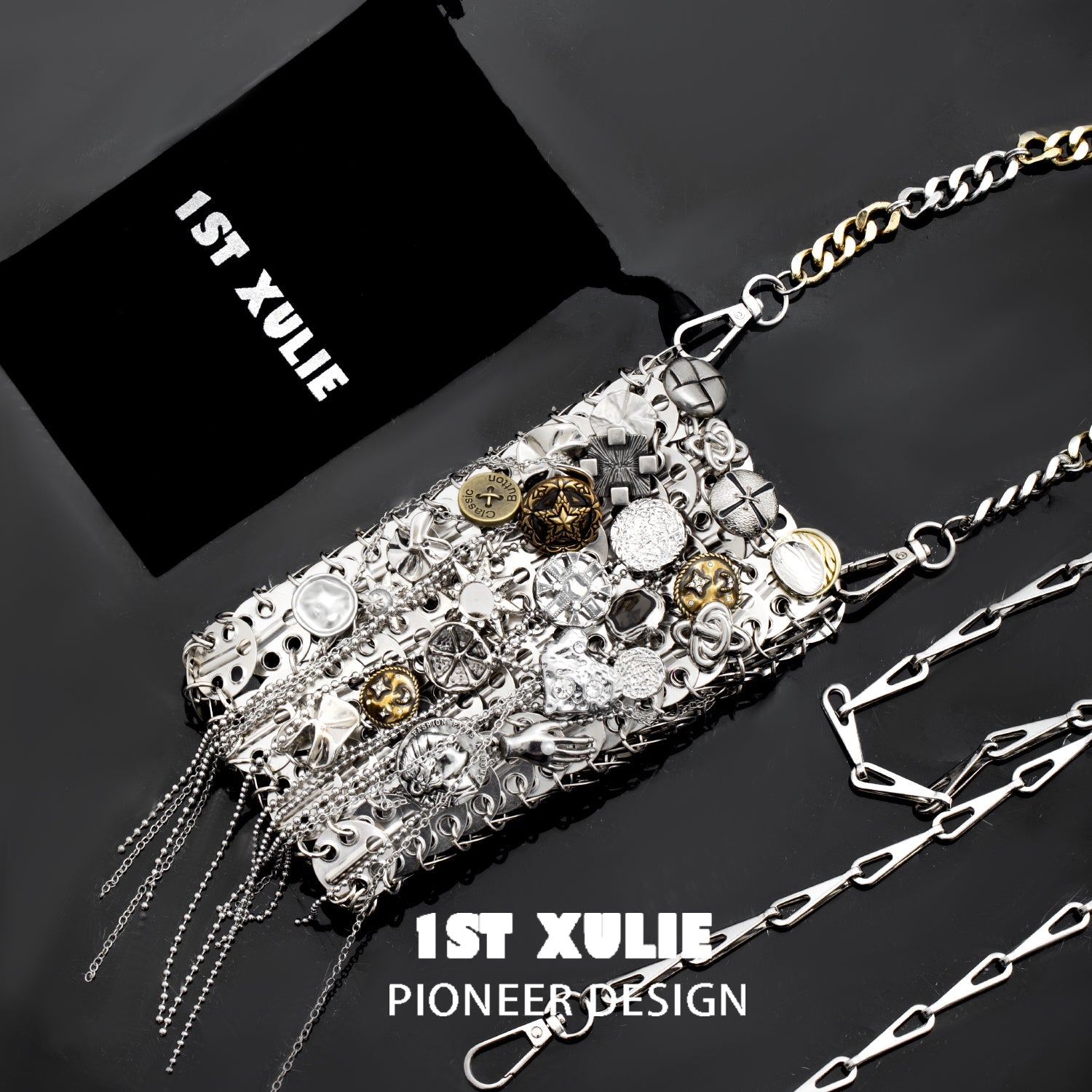 Starfall Button Metal Phone Chain Bag