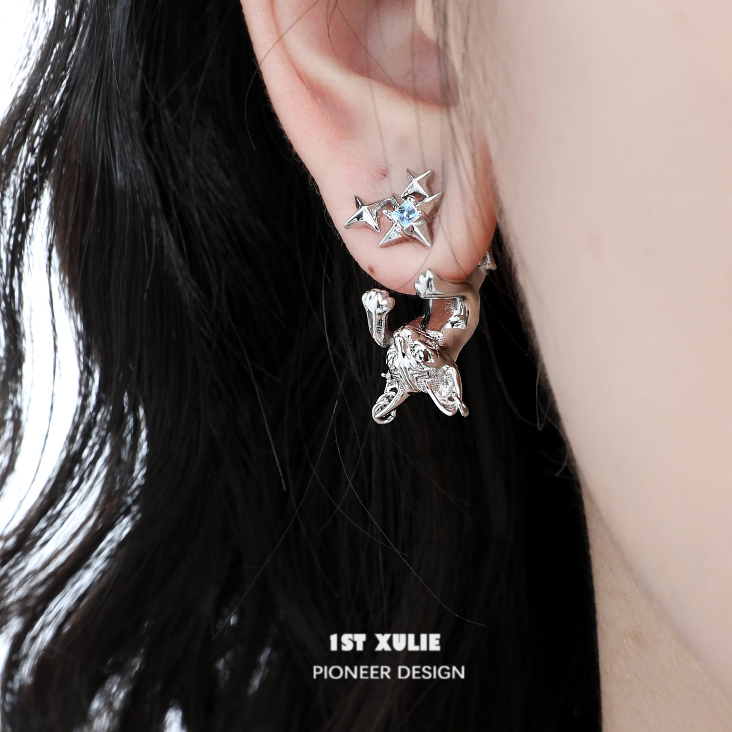 Cat's Gaze Upside Down Cat Earrings