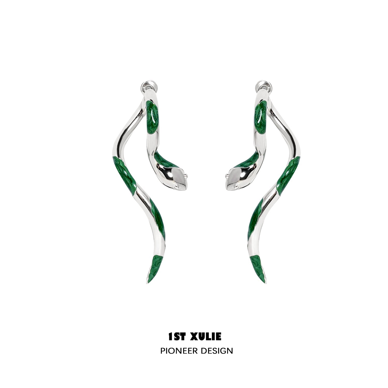 Slytherin House Platinum-plated Snake Earrings