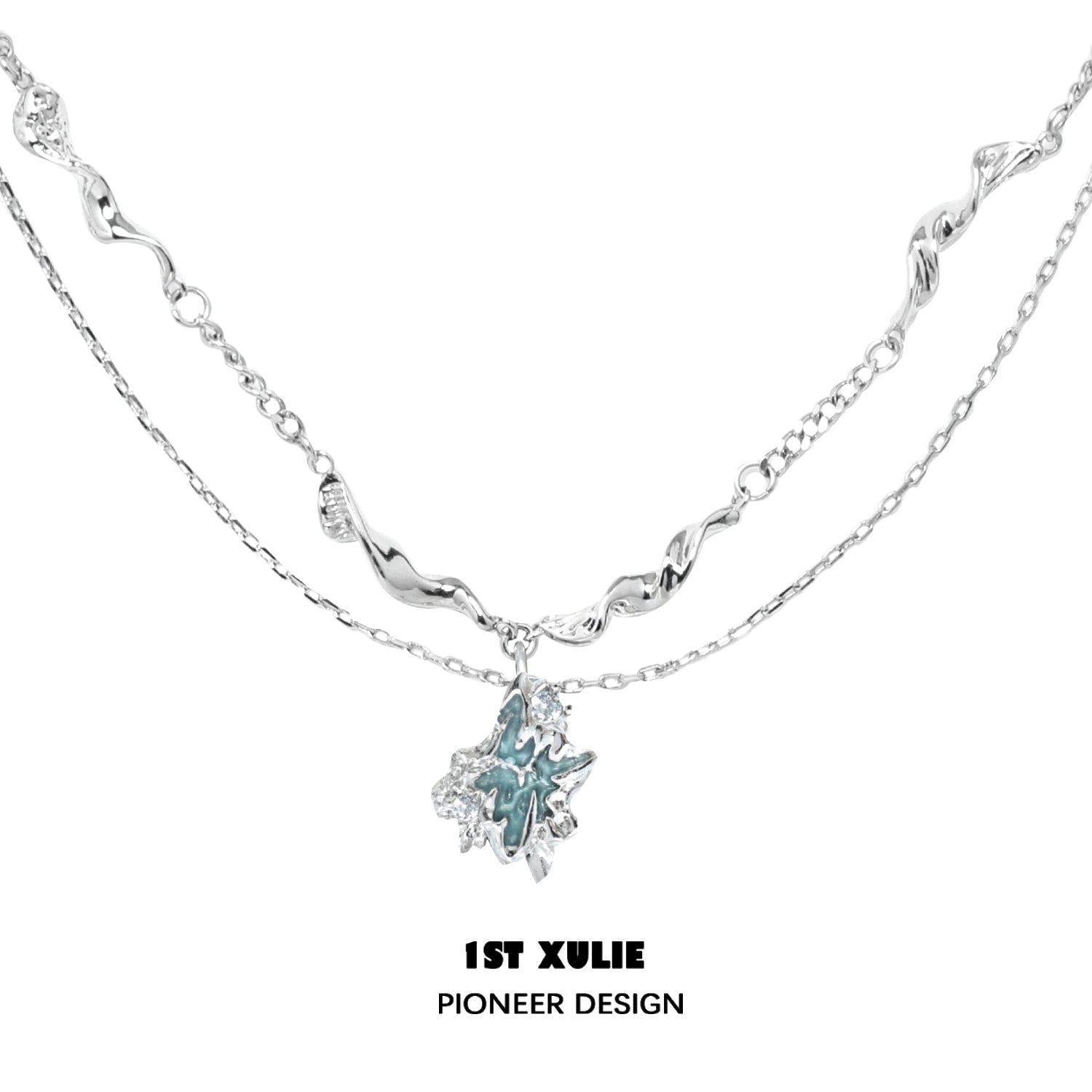 THE SEA Irregular Pendant Stacked Necklace